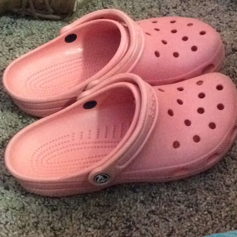 Coral pink crocs